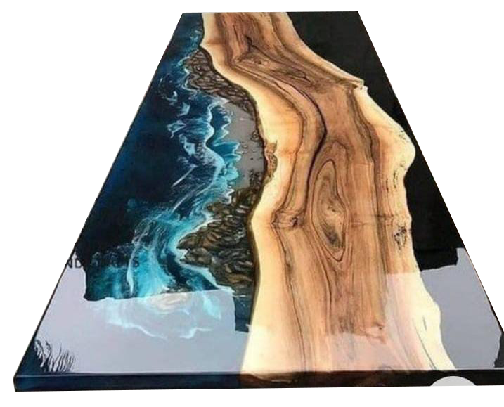 Epoxy Dining Table Top - Natural on Wood - DT-7072