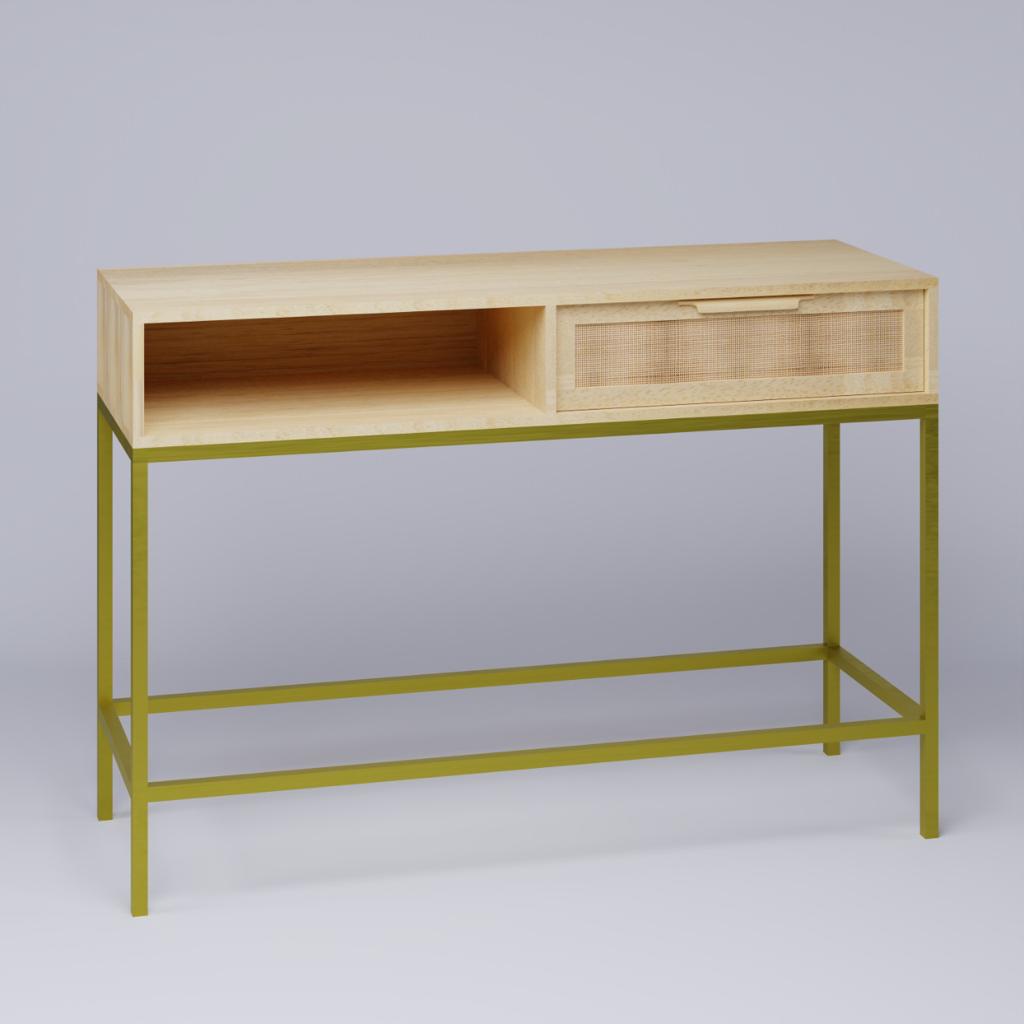 Cane console table - Natural wood finish - NIPL10409