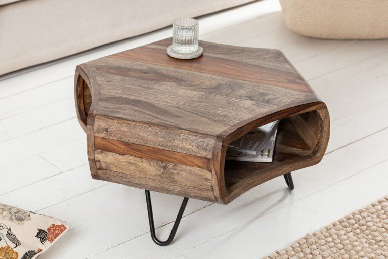 Designer sheesham coffee table - Natural wood finish - NIPL10545