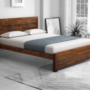 King Sheesham Bed - Honey Oak Finish - NIPL10957