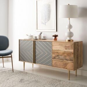 Modern sleek mango sideboard Natural Wood
